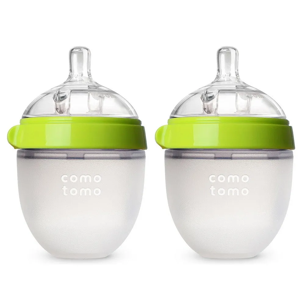 150ml Green Twin Pack Silicone Feeding Bottle