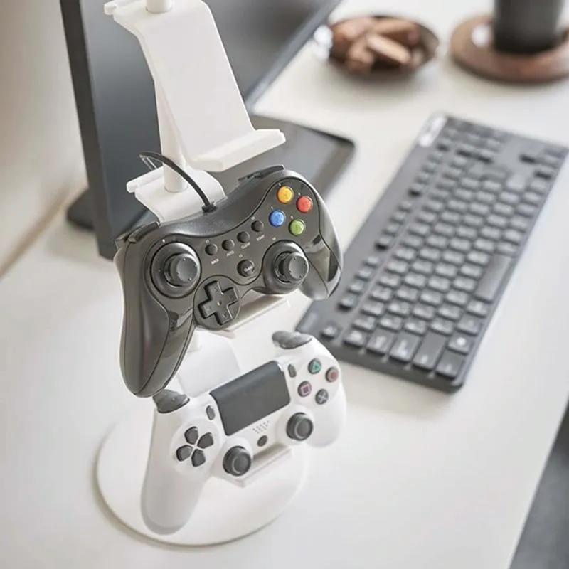3-Tier Desktop Gamepad & Headphone Storage Rack | White