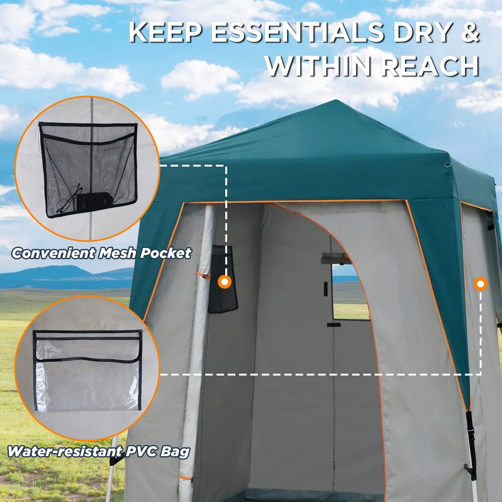 6x6 Pop Up Privacy Tent with Ground Mat