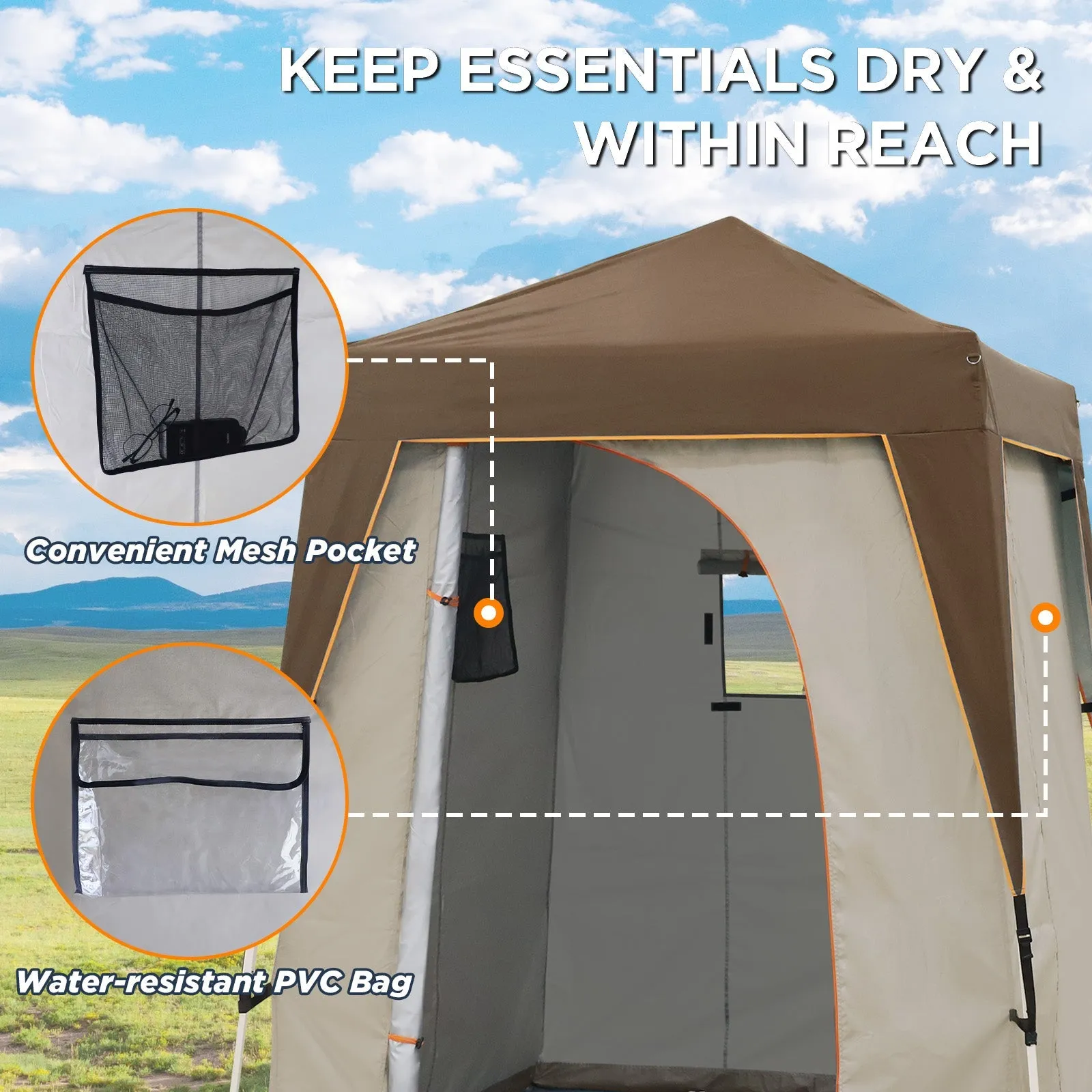 6x6 Pop Up Privacy Tent with Ground Mat