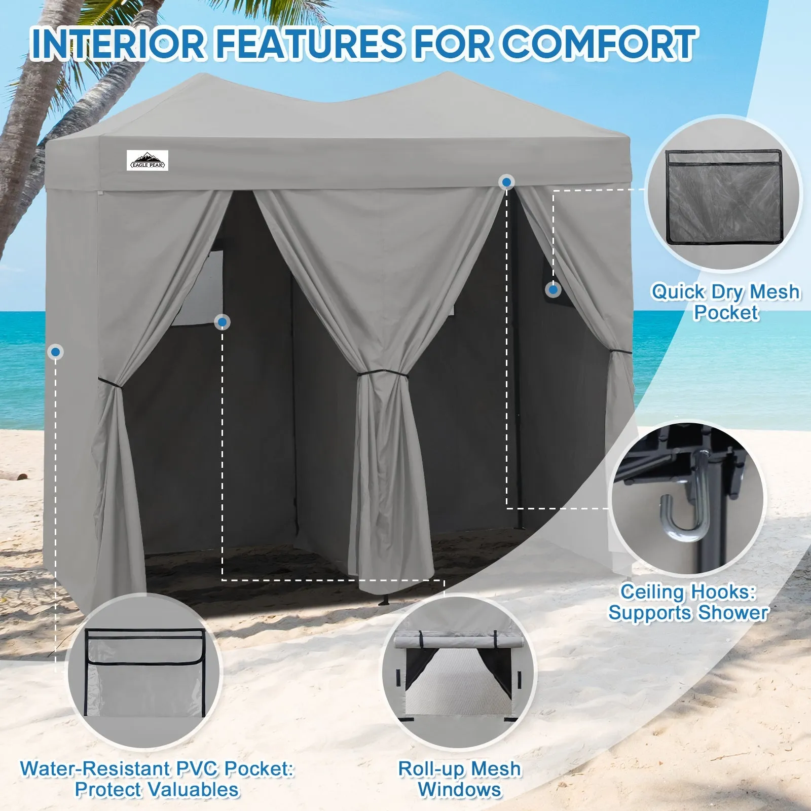 8x4 Outdoor Changing Room, 2 Room Pop Up Portable Changing Room