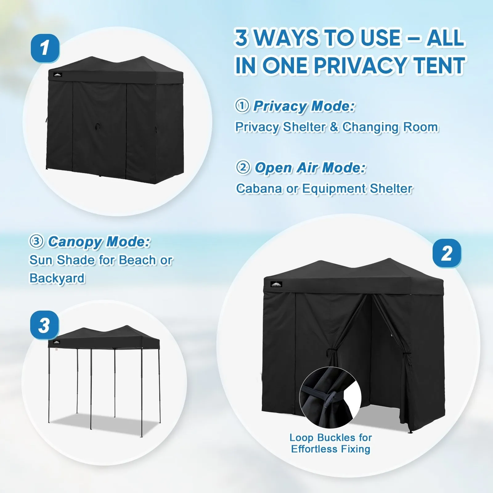 8x4 Outdoor Changing Room, 2 Room Pop Up Portable Changing Room