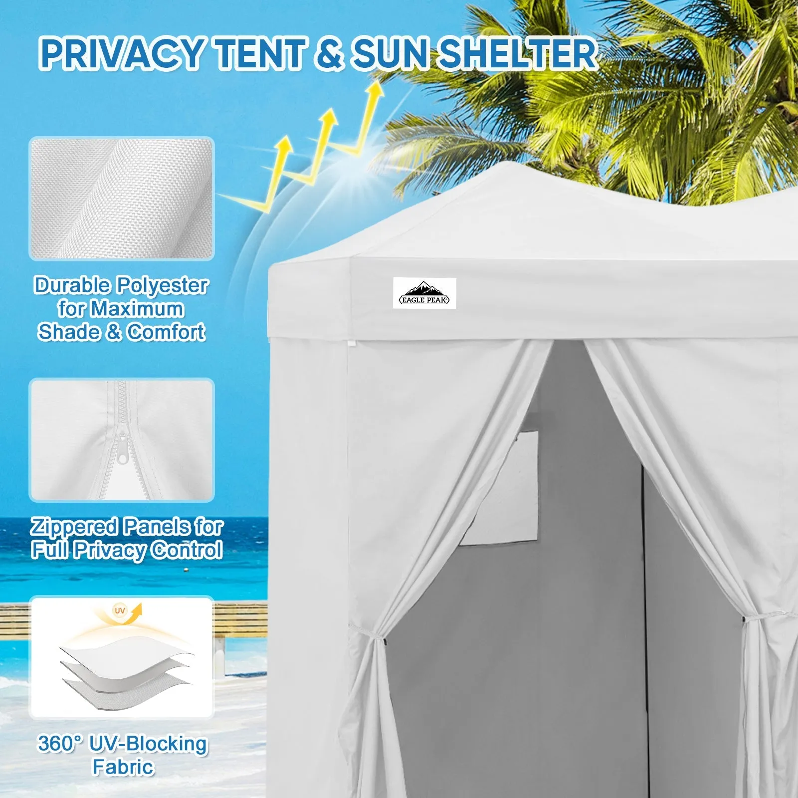 8x4 Outdoor Changing Room, 2 Room Pop Up Portable Changing Room