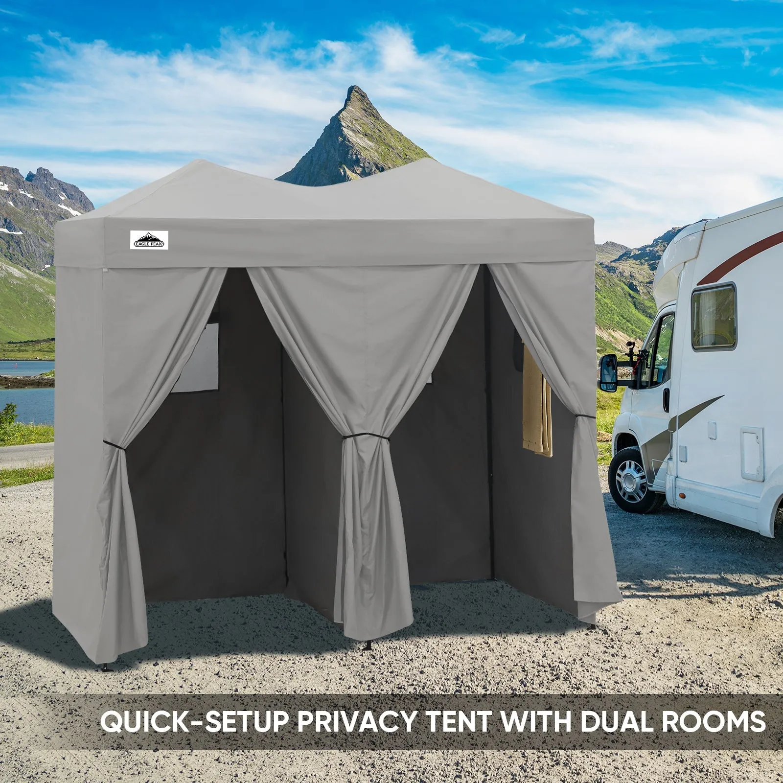 8x4 Outdoor Changing Room, 2 Room Pop Up Portable Changing Room