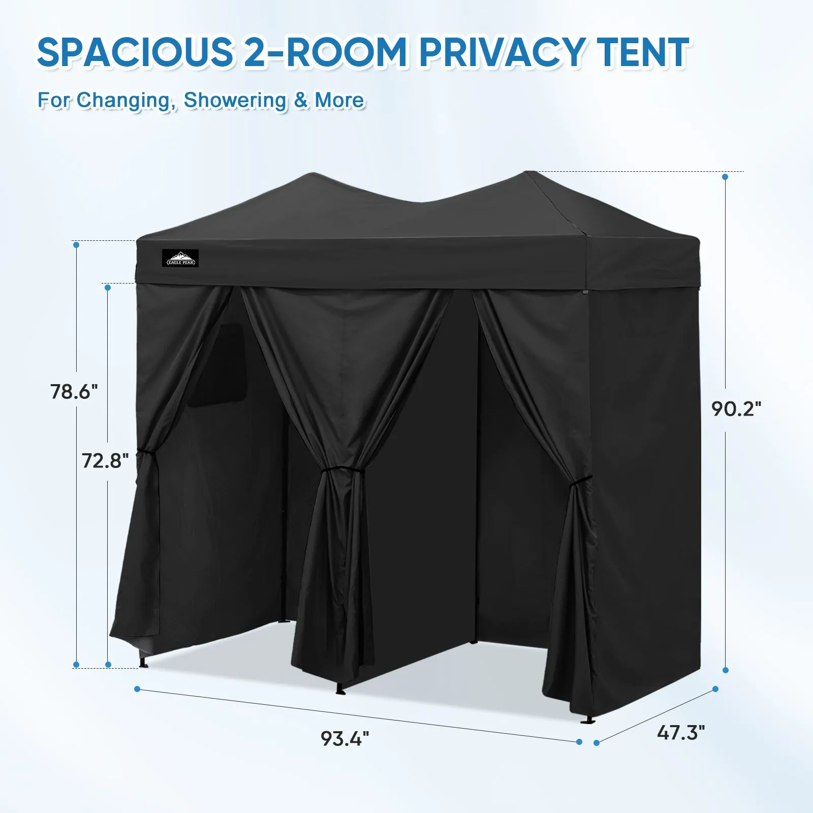 8x4 Outdoor Changing Room, 2 Room Pop Up Portable Changing Room