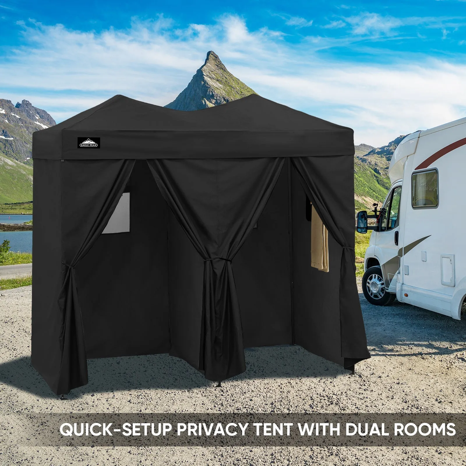8x4 Outdoor Changing Room, 2 Room Pop Up Portable Changing Room