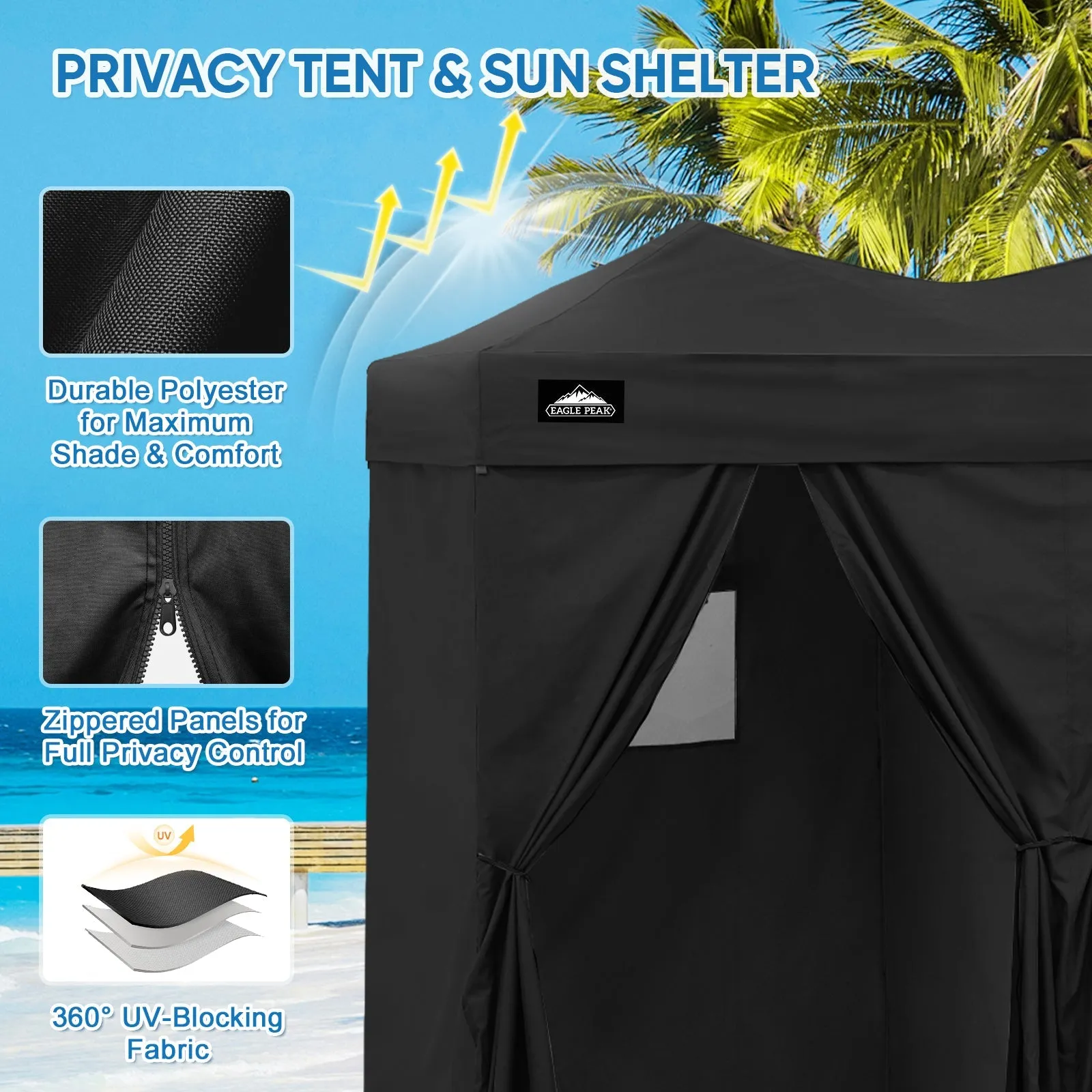 8x4 Outdoor Changing Room, 2 Room Pop Up Portable Changing Room