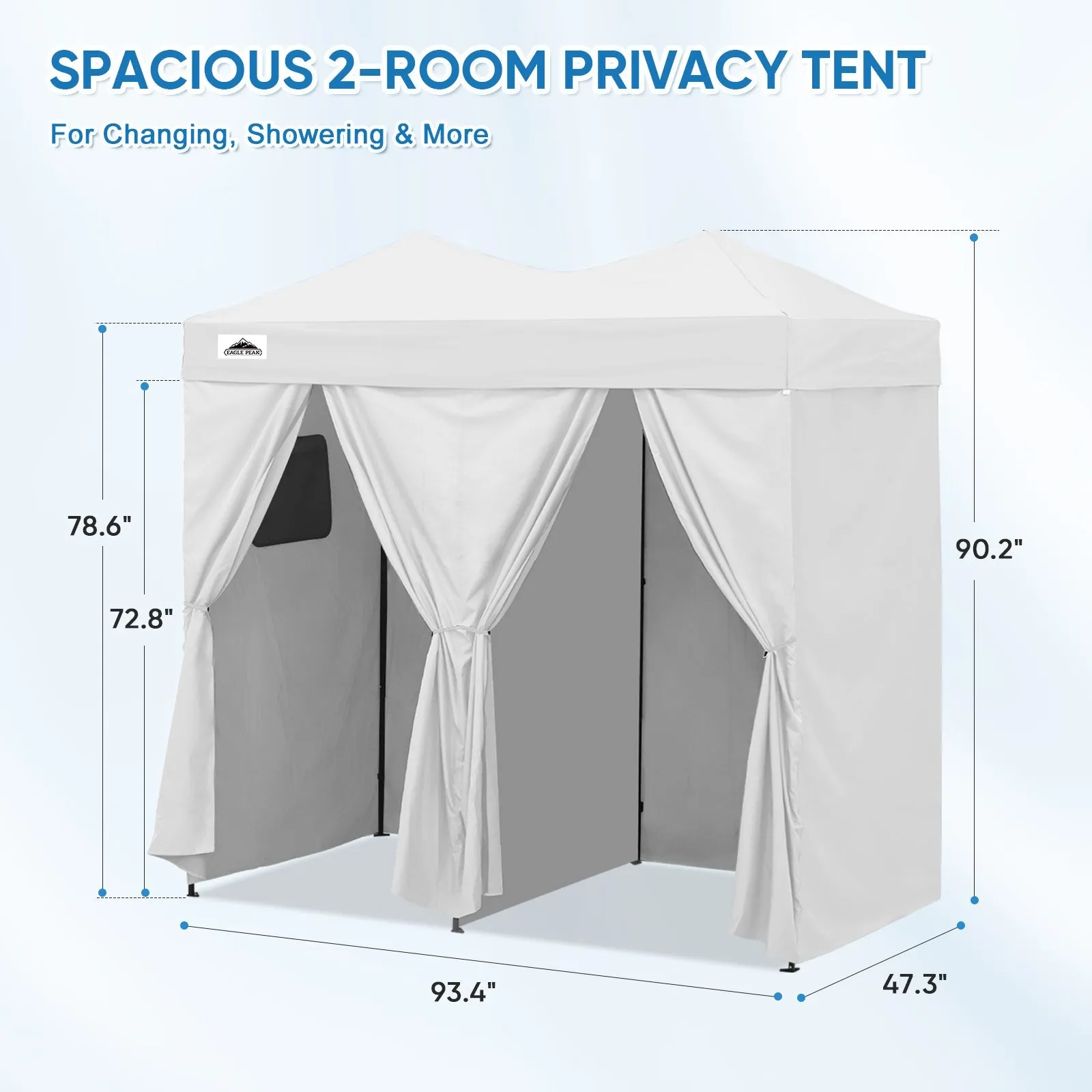 8x4 Outdoor Changing Room, 2 Room Pop Up Portable Changing Room