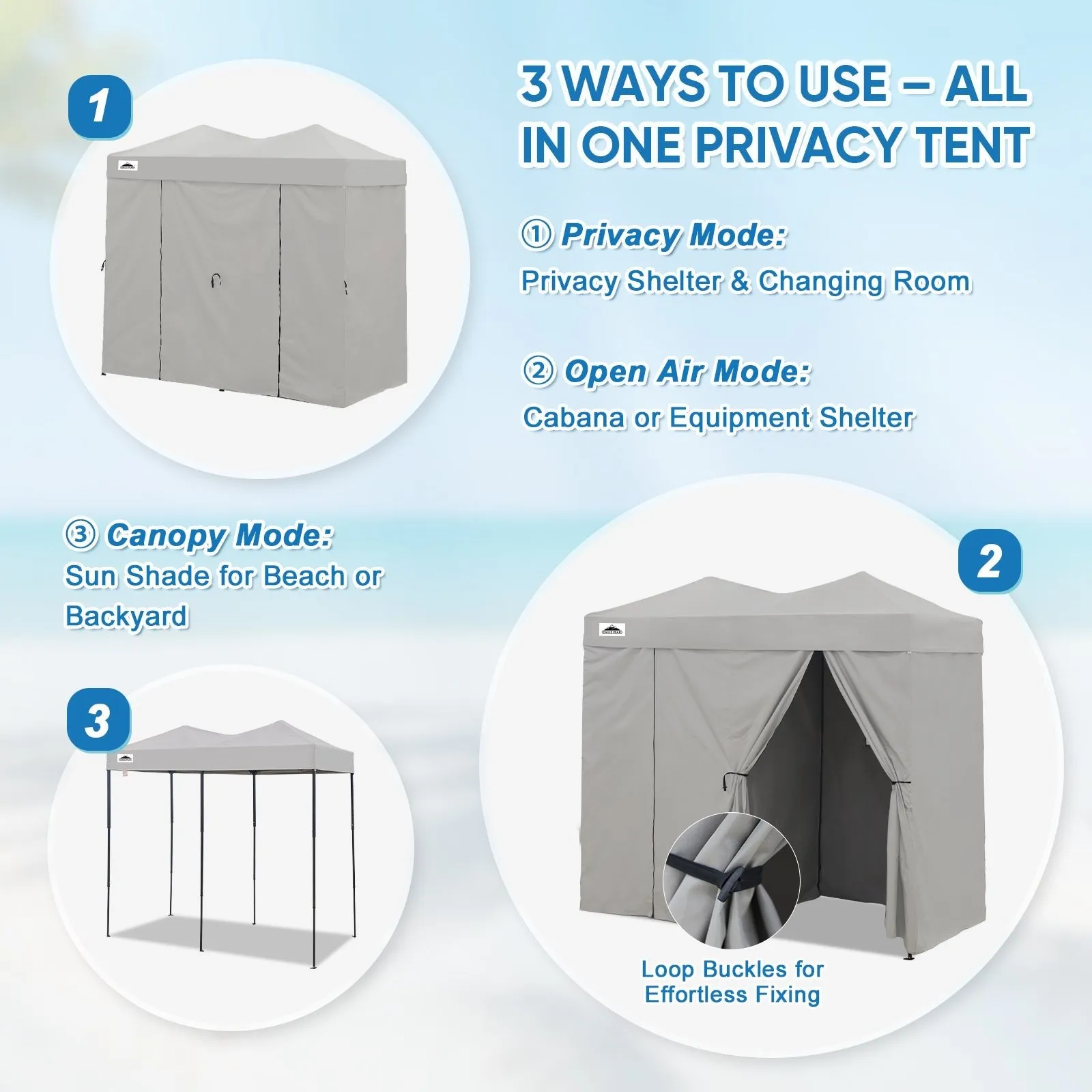 8x4 Outdoor Changing Room, 2 Room Pop Up Portable Changing Room