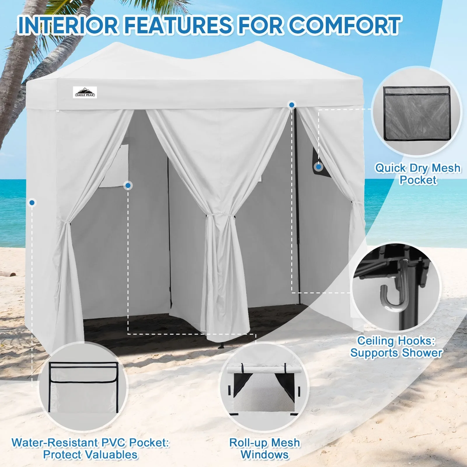 8x4 Outdoor Changing Room, 2 Room Pop Up Portable Changing Room