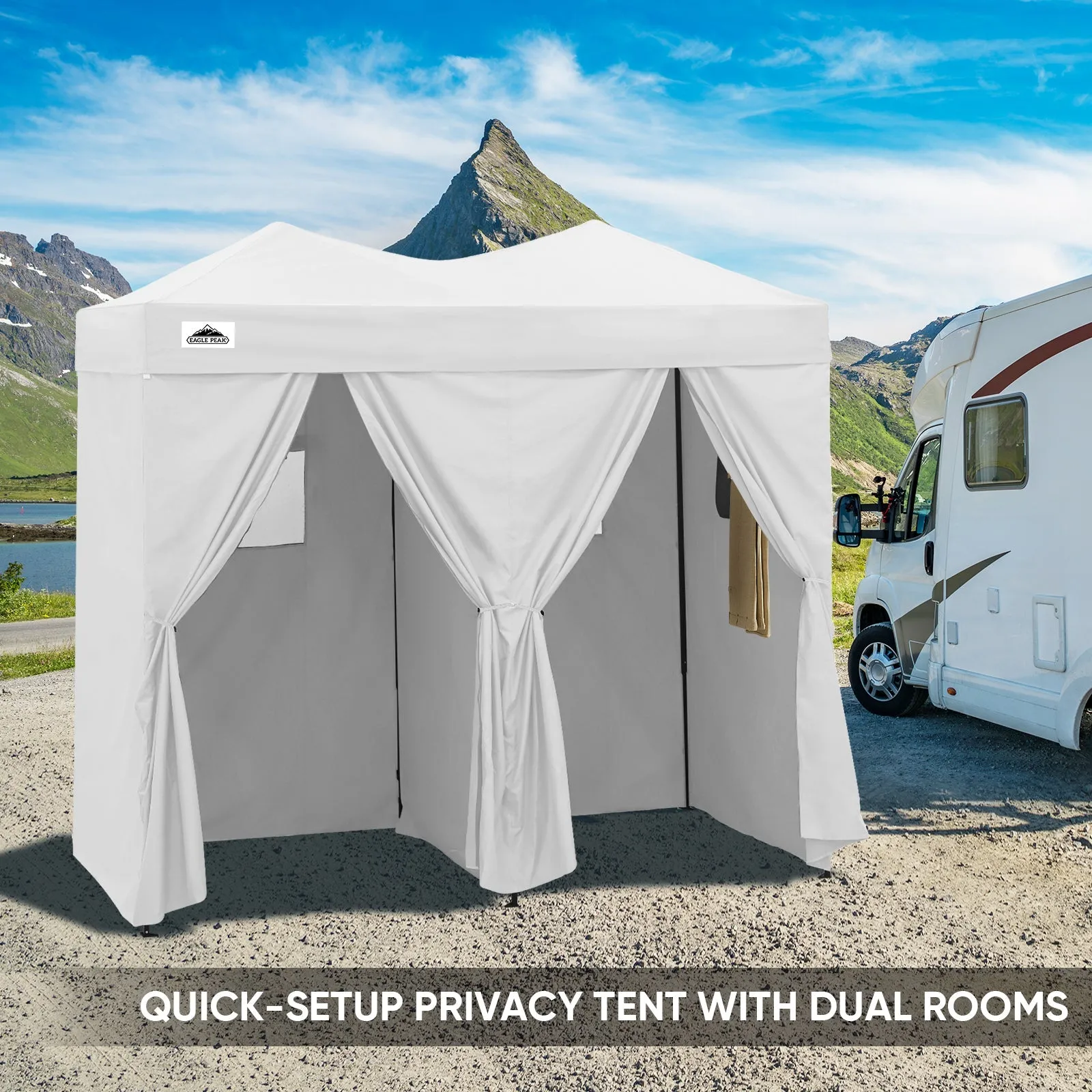 8x4 Outdoor Changing Room, 2 Room Pop Up Portable Changing Room
