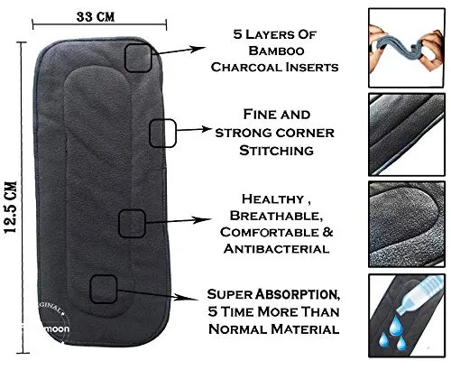 Babymoon 1 Cloth Diaper with 5Layers Grey Insert Premium Adjustable Reusable Cloth Diaper (Blue Polka Dots)