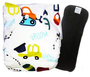 Babymoon 1 Cloth Diaper with 5Layers Grey Insert Premium Adjustable Reusable Cloth Diaper (Car)