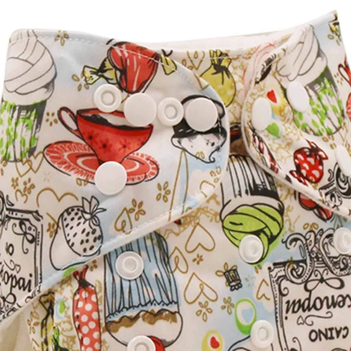 Babymoon 1 Cloth Diaper with 5Layers Grey Insert Premium Adjustable Reusable Cloth Diaper (Foodie)