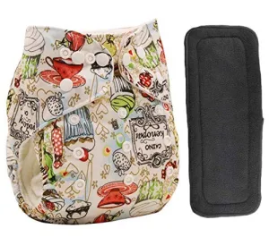 Babymoon 1 Cloth Diaper with 5Layers Grey Insert Premium Adjustable Reusable Cloth Diaper (Foodie)