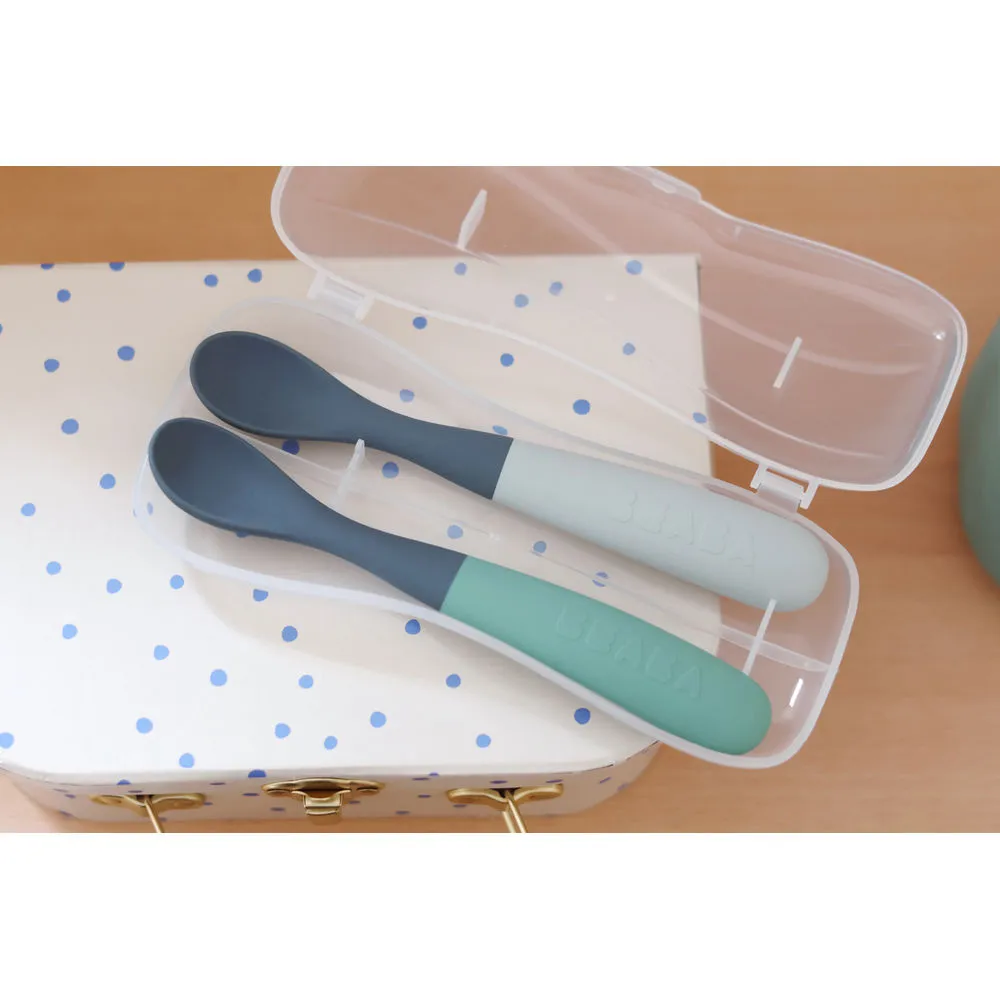 Beaba Silicone Baby Spoons Travel Set - Sage