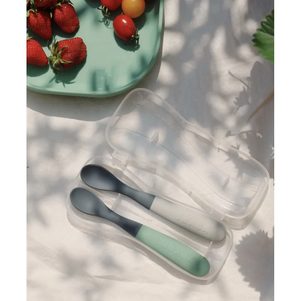 Beaba Silicone Baby Spoons Travel Set - Sage