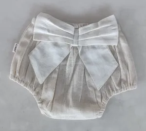 Ivory Diaper Cover With White Bows