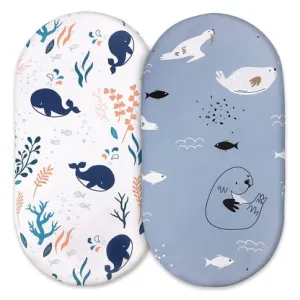 Nautical Whale Crib Mattress Cover Set of 2
