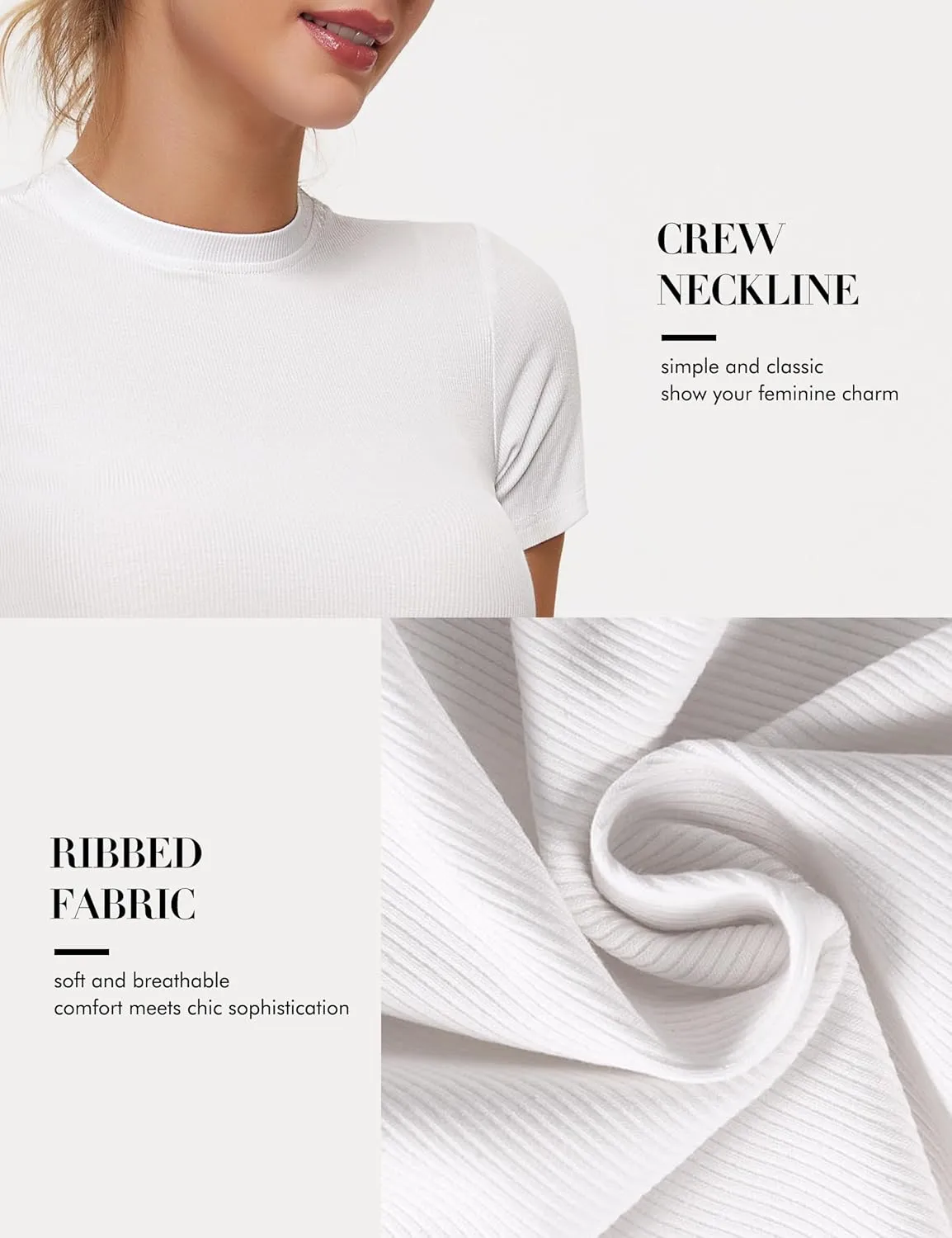 Peauty Maternity Ribbed T-Shirts with Crew Neck and Short Sleeves Shirts, Before During After Pregnancy Clothes
