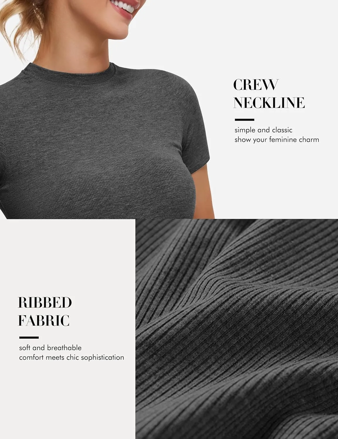 Peauty Maternity Ribbed T-Shirts with Crew Neck and Short Sleeves Shirts, Before During After Pregnancy Clothes