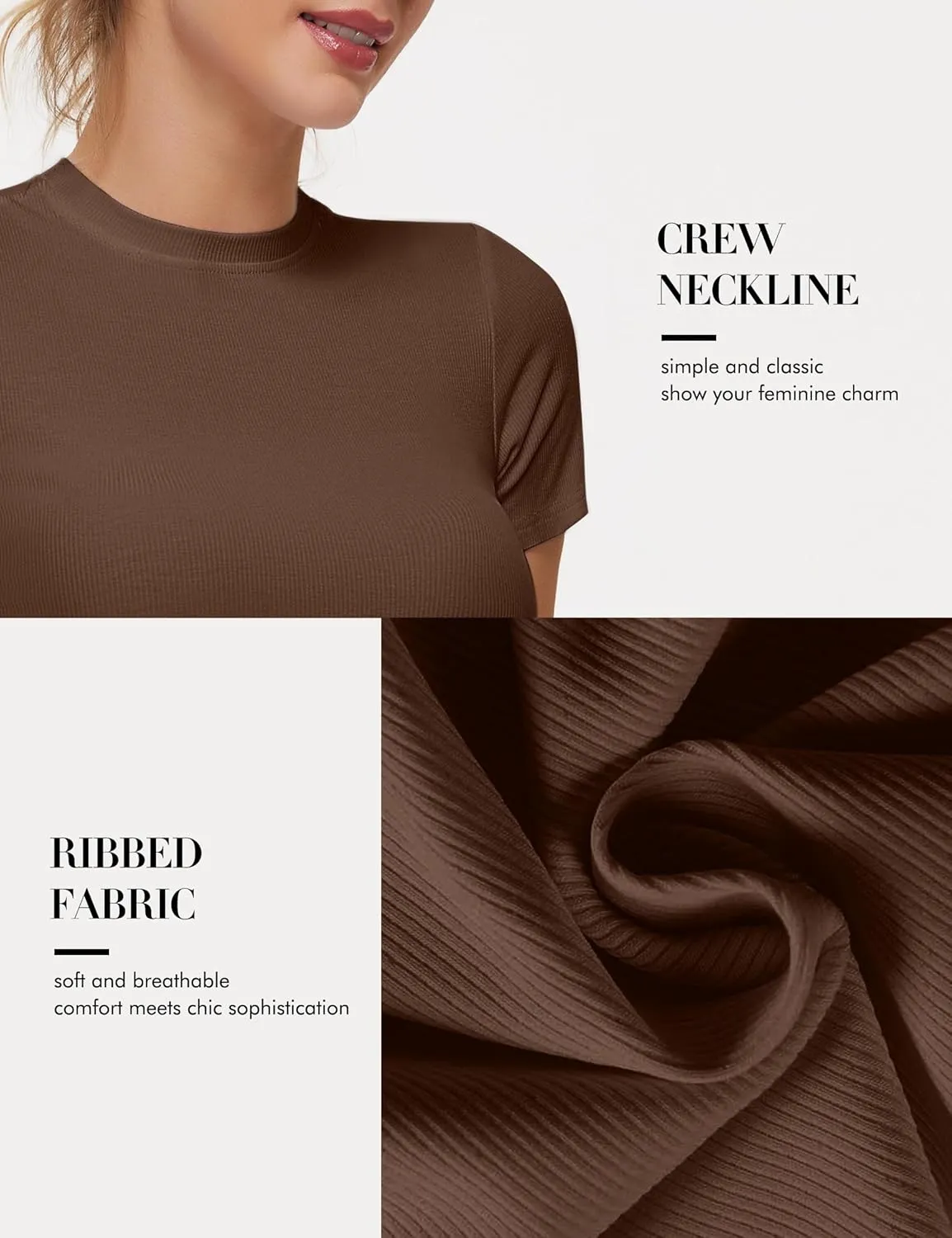 Peauty Maternity Ribbed T-Shirts with Crew Neck and Short Sleeves Shirts, Before During After Pregnancy Clothes