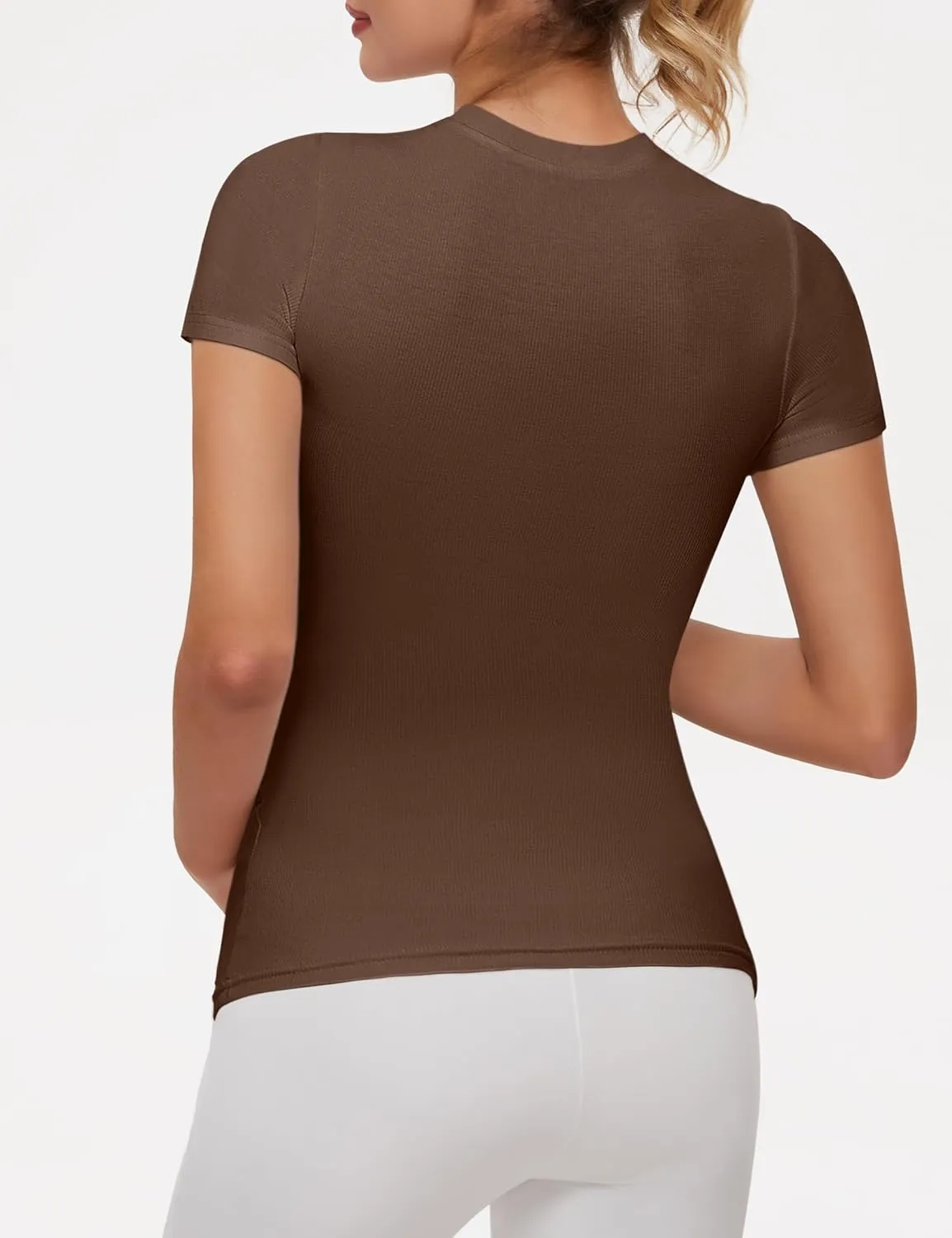 Peauty Maternity Ribbed T-Shirts with Crew Neck and Short Sleeves Shirts, Before During After Pregnancy Clothes