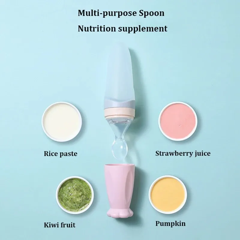 Silicone Baby Feeding Bottle with Spoon Attachment