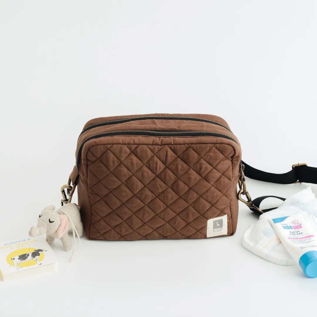 The GoMama Sling Diaper Bag (Linen Cotton - Brown)
