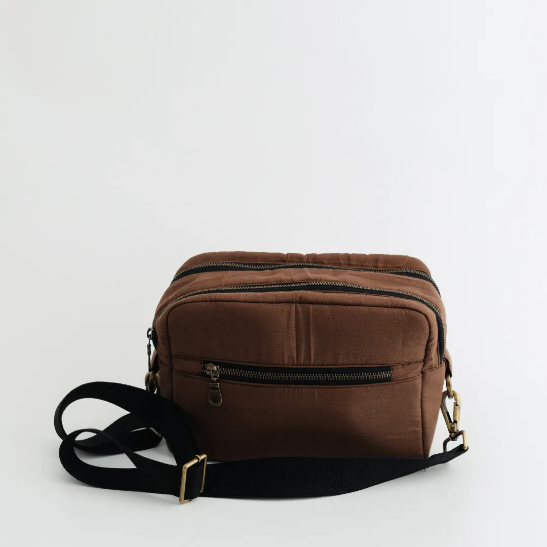 The GoMama Sling Diaper Bag (Linen Cotton - Brown)