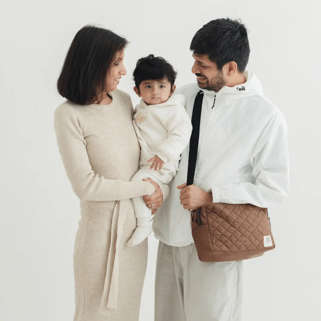 The GoMama Sling Diaper Bag (Linen Cotton - Brown)