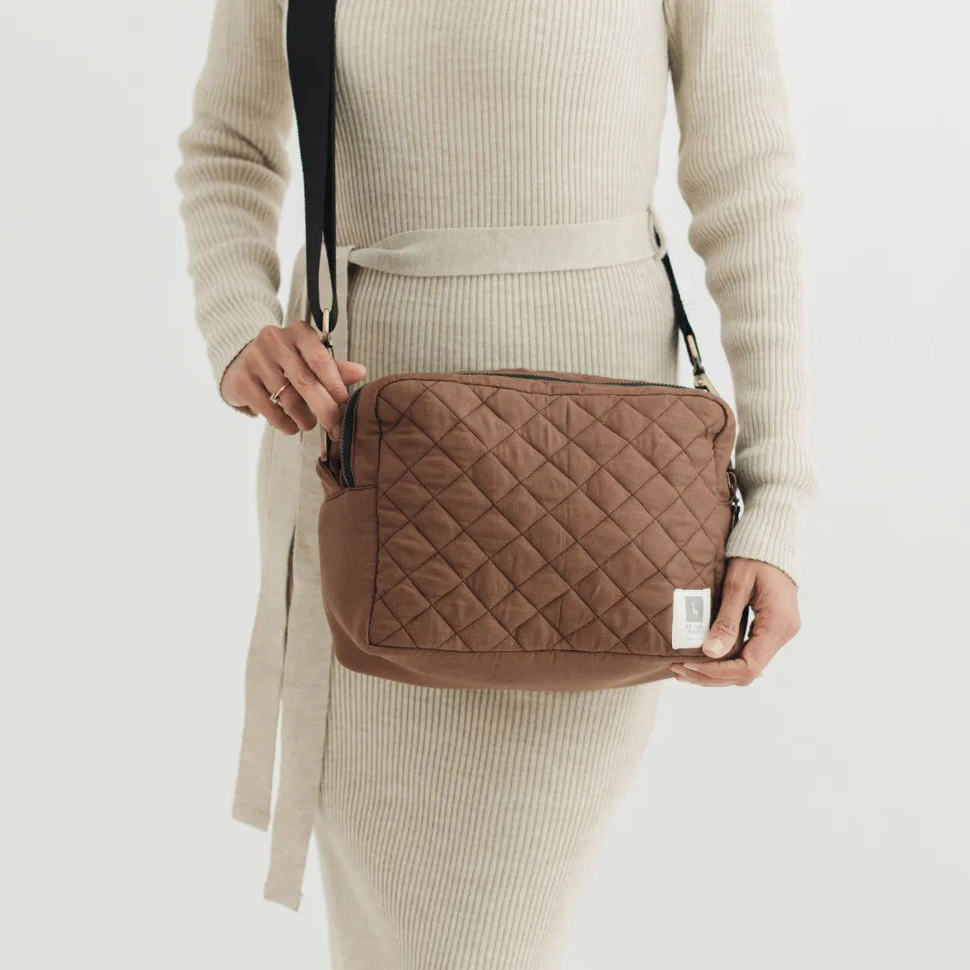 The GoMama Sling Diaper Bag (Linen Cotton - Brown)