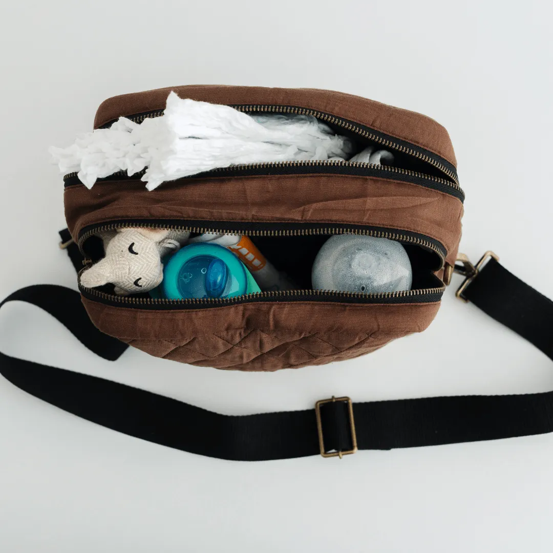 The GoMama Sling Diaper Bag (Linen Cotton - Brown)