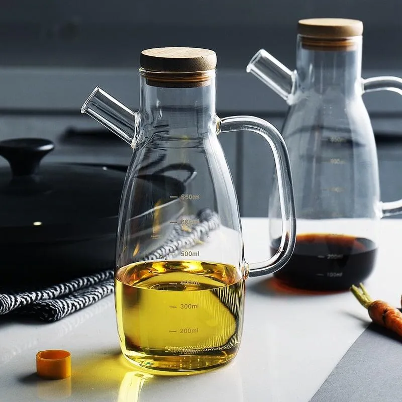 Transparent Glass Oil Bottle With Handle Scale