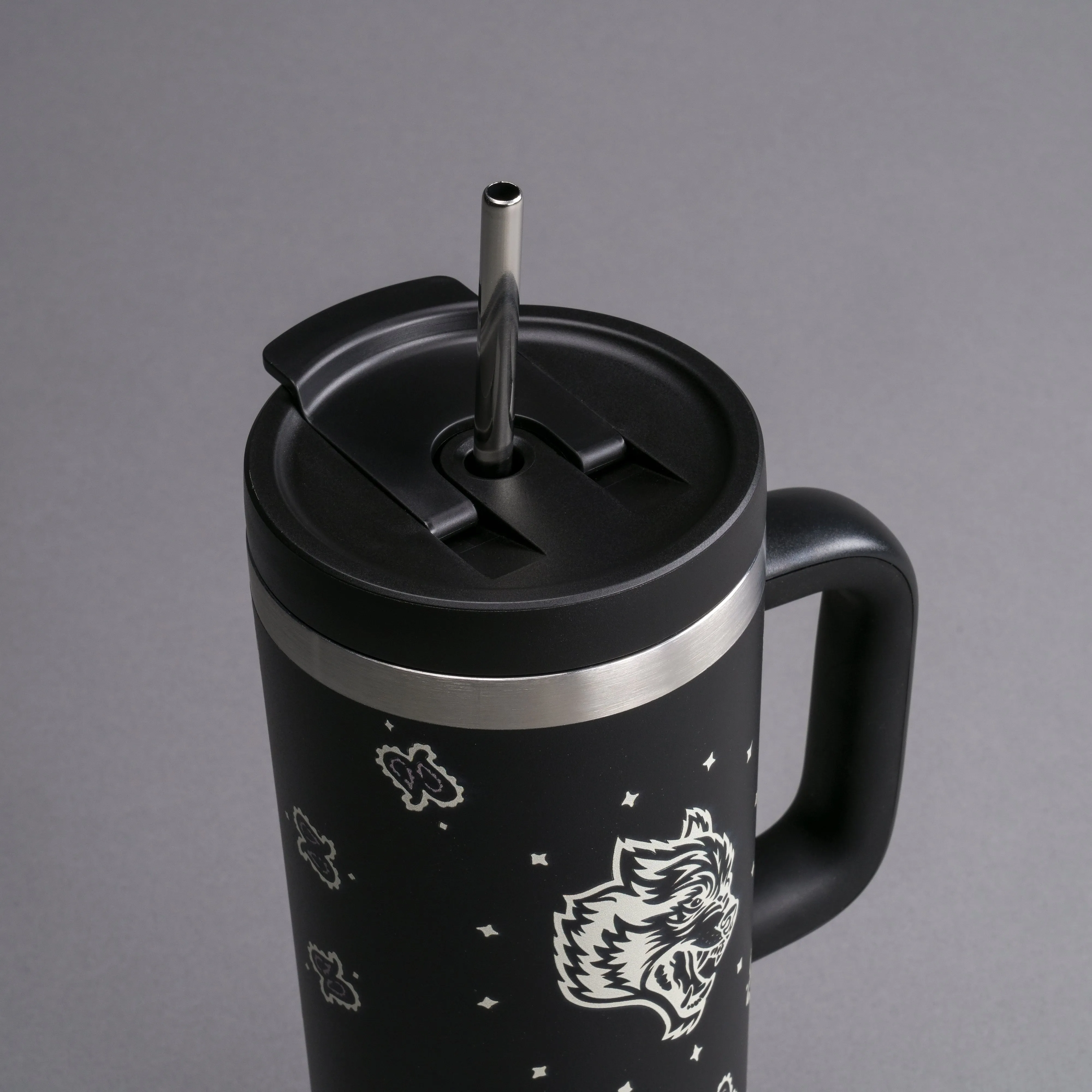 Western Wolf Travel Tumbler in Black