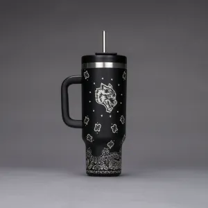 Western Wolf Travel Tumbler in Black